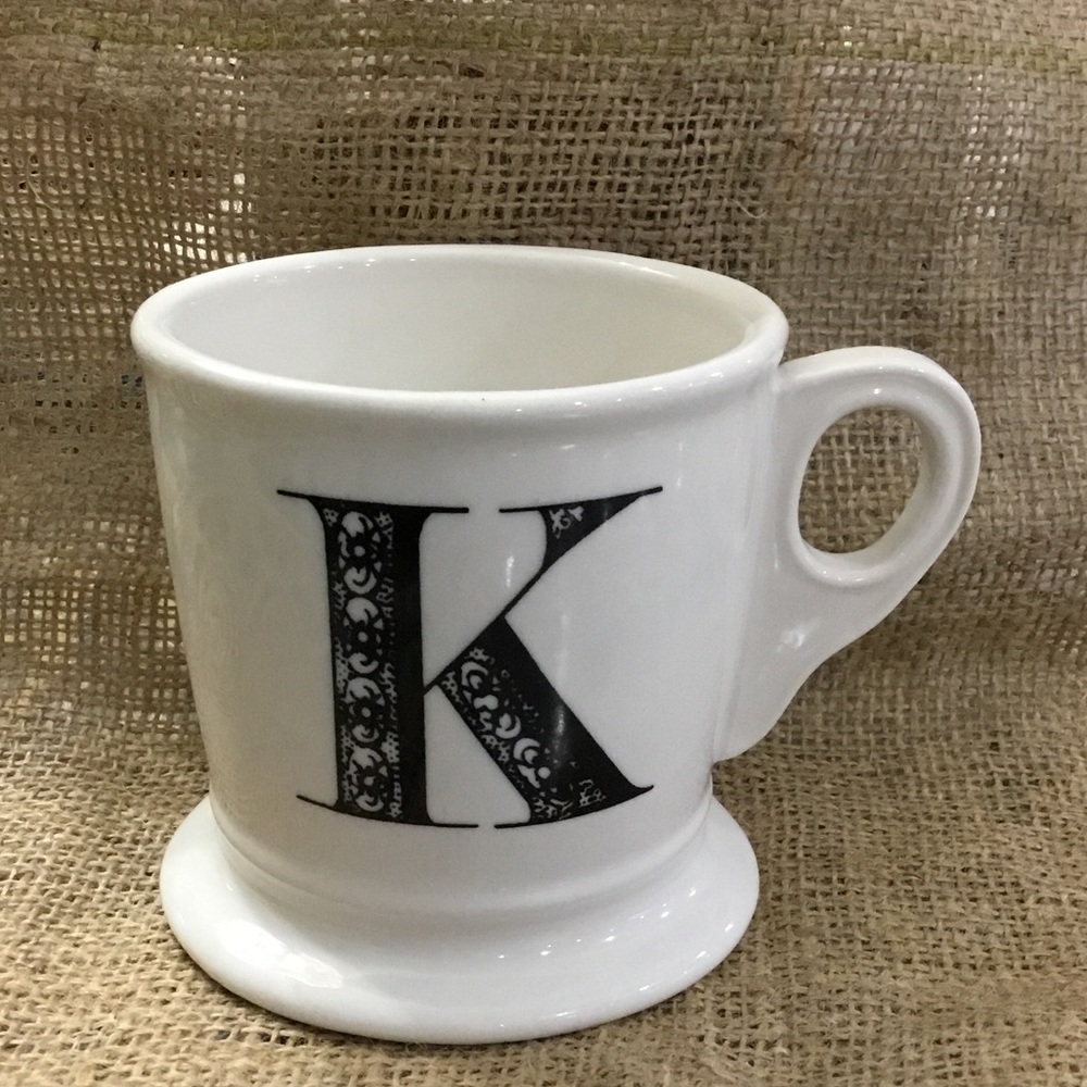 Anthropologie white monogram K coffee mug cup